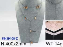 Stainless Steel Stone & Crystal Necklace