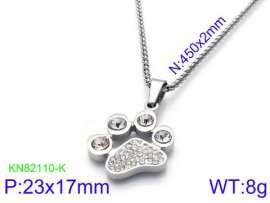 Stainless Steel Stone & Crystal Necklace