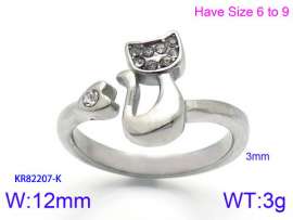Stainless Steel Stone&Crystal Ring
