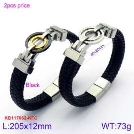 Stainless Steel Leather Bracelet