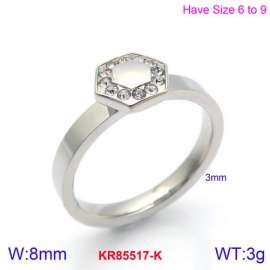 Stainless Steel Stone&Crystal Ring