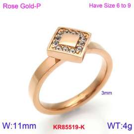 Stainless Steel Stone&Crystal Ring