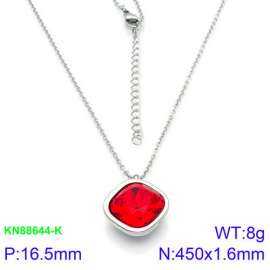 Stainless Steel Stone & Crystal Necklace