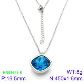 Stainless Steel Stone & Crystal Necklace