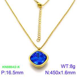 Stainless Steel Stone & Crystal Necklace