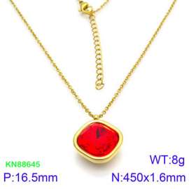 Stainless Steel Stone & Crystal Necklace
