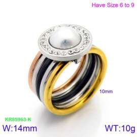 Stainless Steel Stone&Crystal Ring