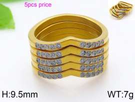 Stainless Steel Stone&Crystal Ring