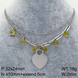 Stainless Steel Stone & Crystal Necklace