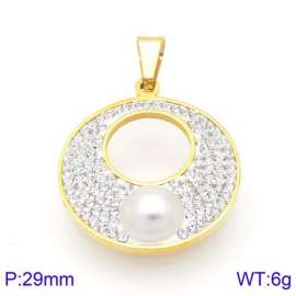 Stainless Steel Stone & Crystal Pendant