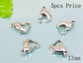 SS Heart Lobster Clasp--13mm--5pcs Pirce