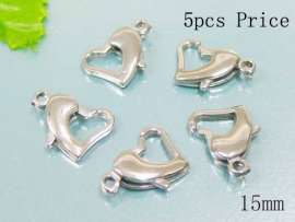 SS Heart Lobster Clasp--13mm--5pcs Pirce