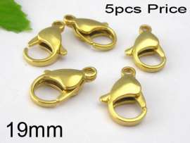 SS Gold-plated Lobster Clasp--5pcs Pirce