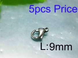 SS Lobster Clasp--9mm---5pcs Pirce