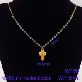 Stainless Steel Stone & Crystal Necklace