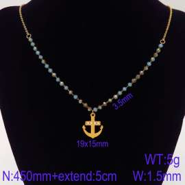 Stainless Steel Stone & Crystal Necklace