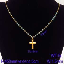 Stainless Steel Stone & Crystal Necklace