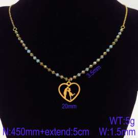Stainless Steel Stone & Crystal Necklace