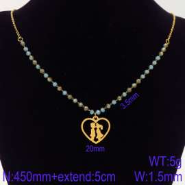Stainless Steel Stone & Crystal Necklace