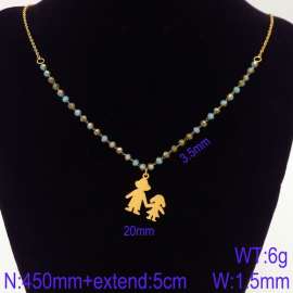 Stainless Steel Stone & Crystal Necklace