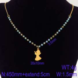 Stainless Steel Stone & Crystal Necklace