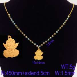 Stainless Steel Stone & Crystal Necklace