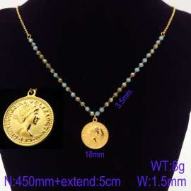 Stainless Steel Stone & Crystal Necklace