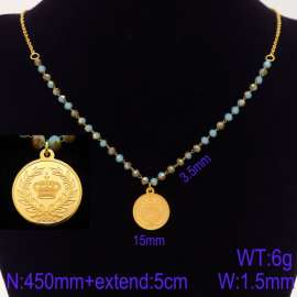 Stainless Steel Stone & Crystal Necklace