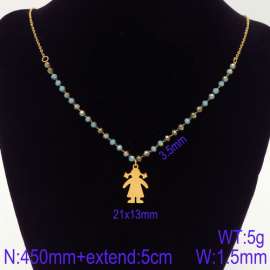 Stainless Steel Stone & Crystal Necklace