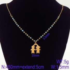 Stainless Steel Stone & Crystal Necklace