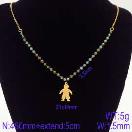 Stainless Steel Stone & Crystal Necklace