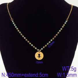 Stainless Steel Stone & Crystal Necklace