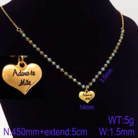 Stainless Steel Stone & Crystal Necklace