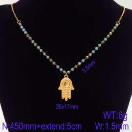 Stainless Steel Stone & Crystal Necklace