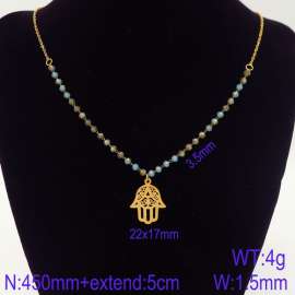 Stainless Steel Stone & Crystal Necklace