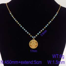 Stainless Steel Stone & Crystal Necklace