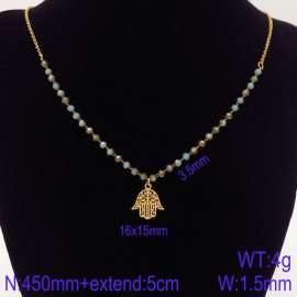 Stainless Steel Stone & Crystal Necklace