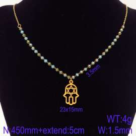 Stainless Steel Stone & Crystal Necklace