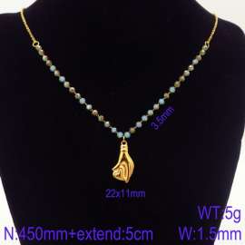 Stainless Steel Stone & Crystal Necklace
