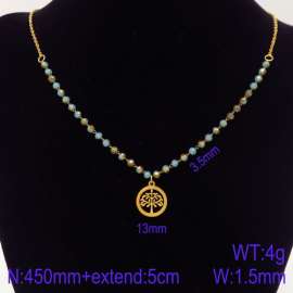 Stainless Steel Stone & Crystal Necklace