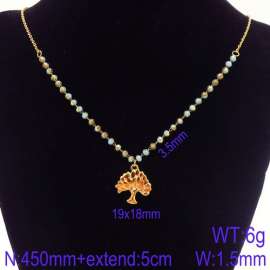 Stainless Steel Stone & Crystal Necklace