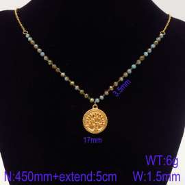 Stainless Steel Stone & Crystal Necklace