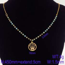 Stainless Steel Stone & Crystal Necklace