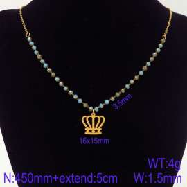 Stainless Steel Stone & Crystal Necklace
