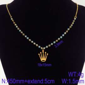 Stainless Steel Stone & Crystal Necklace