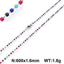 Stainless Steel Stone & Crystal Necklace
