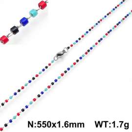 Stainless Steel Stone & Crystal Necklace