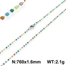 Stainless Steel Stone & Crystal Necklace