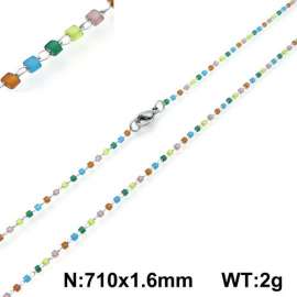 Stainless Steel Stone & Crystal Necklace