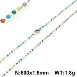 Stainless Steel Stone & Crystal Necklace